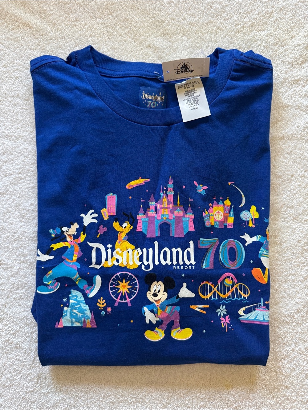 Disney Blue Disneyland 70th Anniversary Celebration Graphic Tee